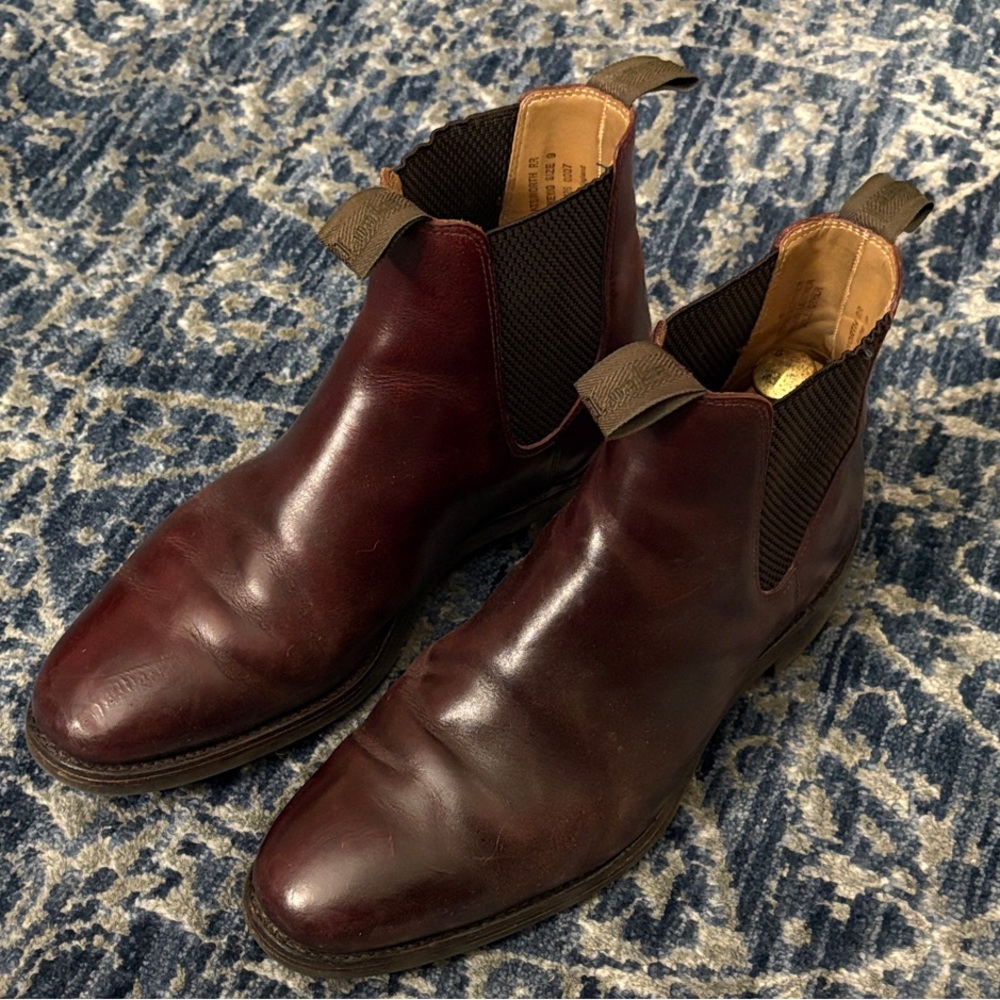 Men's Burgundy Leather Chelsea Boots